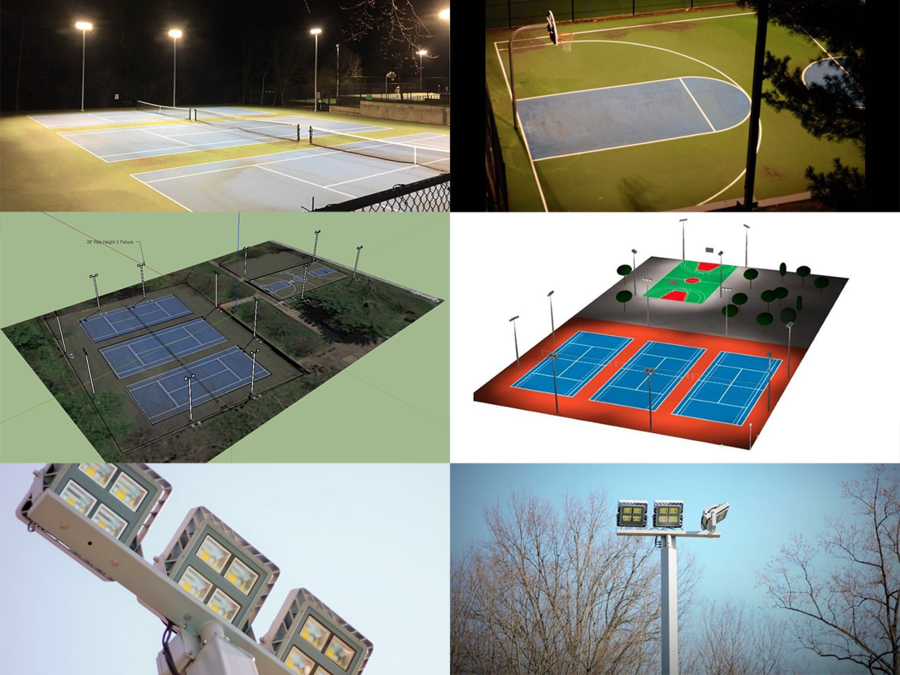 Tennis- und Basketballplätze mit LED-Leuchten 